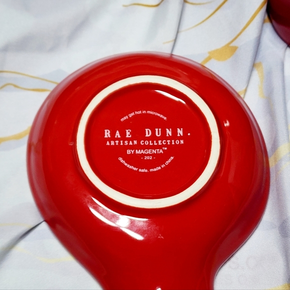 Rae Dunn set 8 Christmas Red Ceramic Coffe Mugs 16 Oz mugs sugar jar bowl exct - Picture 8 of 9